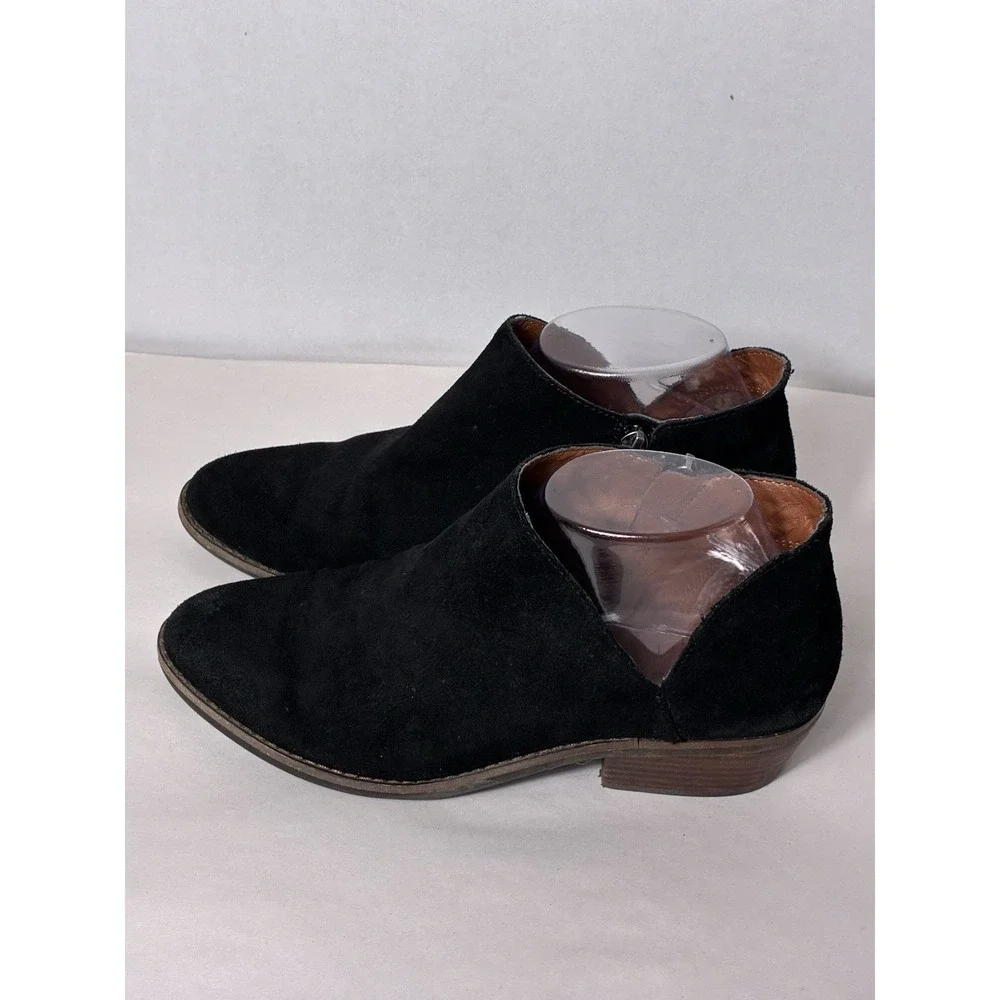Lucky Brand LP-FRANKELA Ankle Booties‎ Sz 8 Black Side Zip Genuine Leather